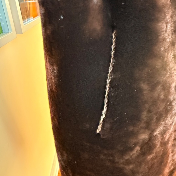 Luxe Vintage 60s Brown Mouton Fur Coat w/ Mink Collar Hudsons Bay Company - Picture 8 of 14